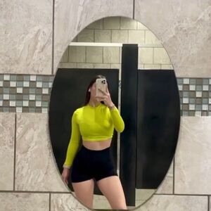 Neon Green Long Sleeve Crop Top